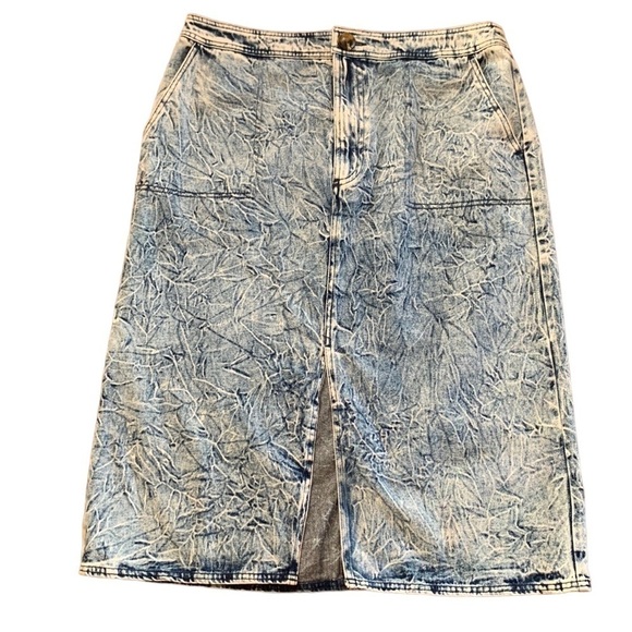 Who What Wear Acid Wash Midi Blue Jean Denim Skirt Size 16 NWT - Picture 1 of 7